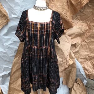 Free People Barcelona Metallic Plaid Dress